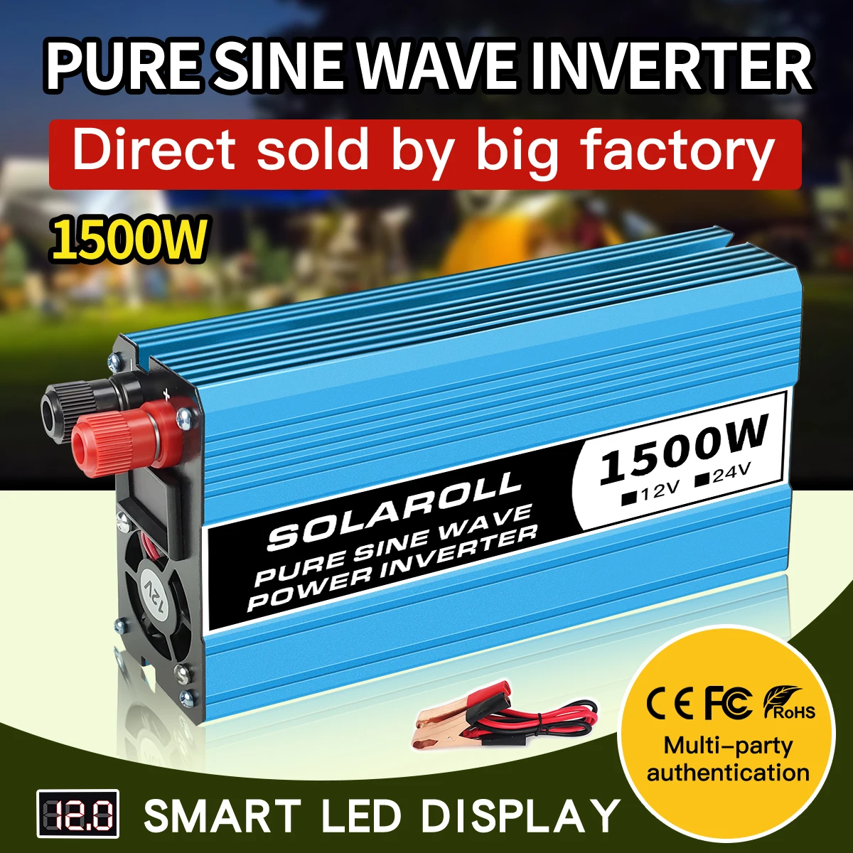 

Pure Sine Wave Inverter 12V 24V DC To AC 220V 4200W 5200W Voltage Converter Portable Car Converter Solar LED Inverter