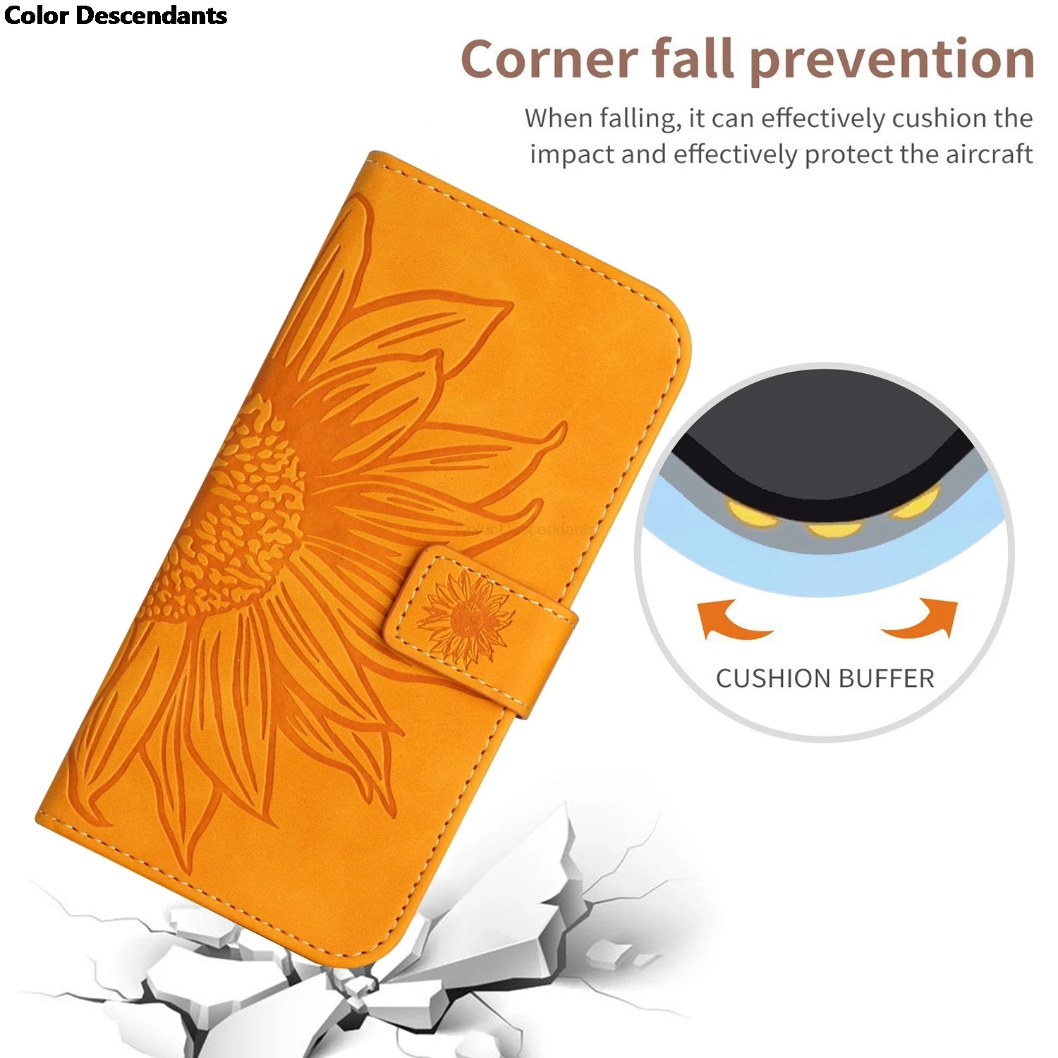 3D Sunflower Flip Leather Wallet Phone Case