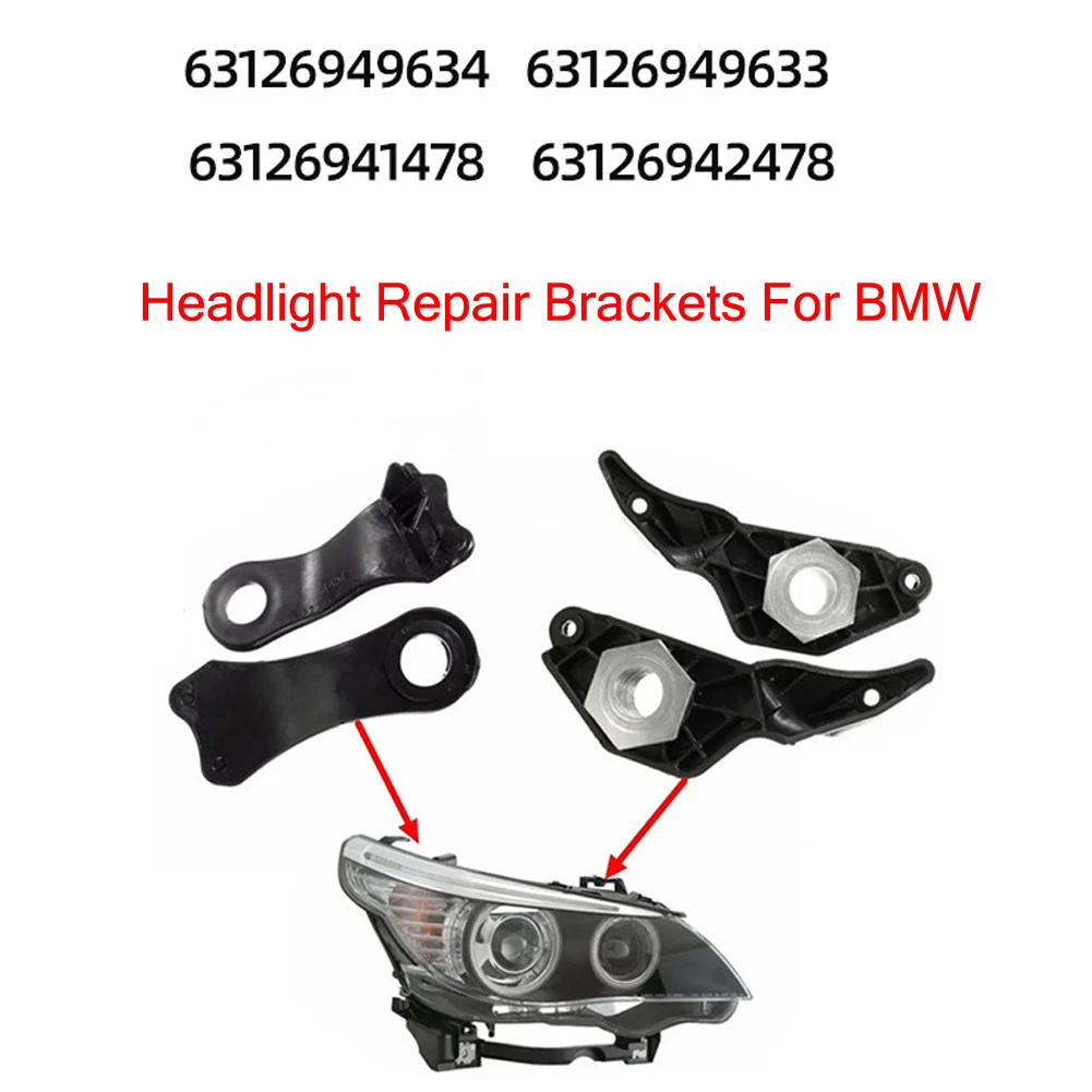 Headlight Mounting Brackets 4pcs Car Headlight Bracket Mount Holder Clips Right+Left for BMW E60 E61 525i 530i 540i 545i 550i 63126941478 63126942478
