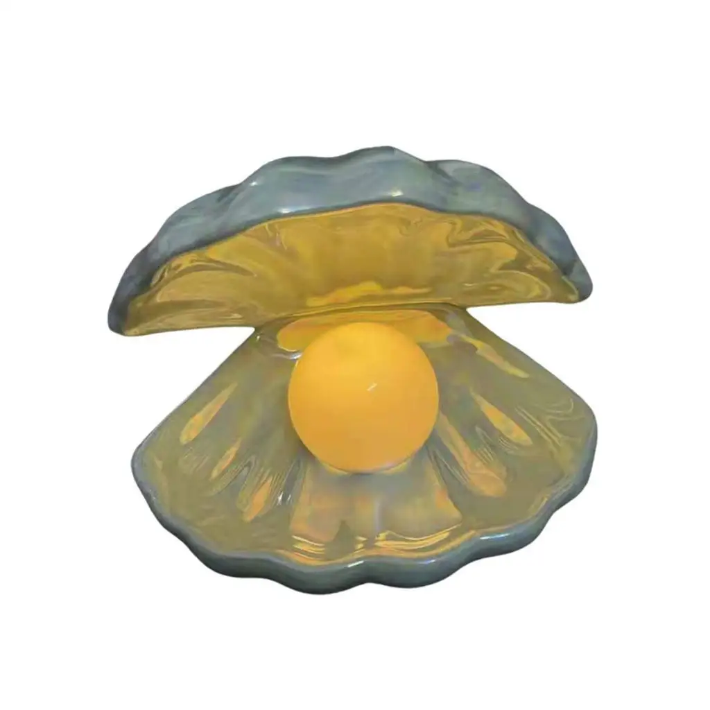 Shell Night Light Portable Pearl inside Shell Desktop Ornament Night Light for Home Decor