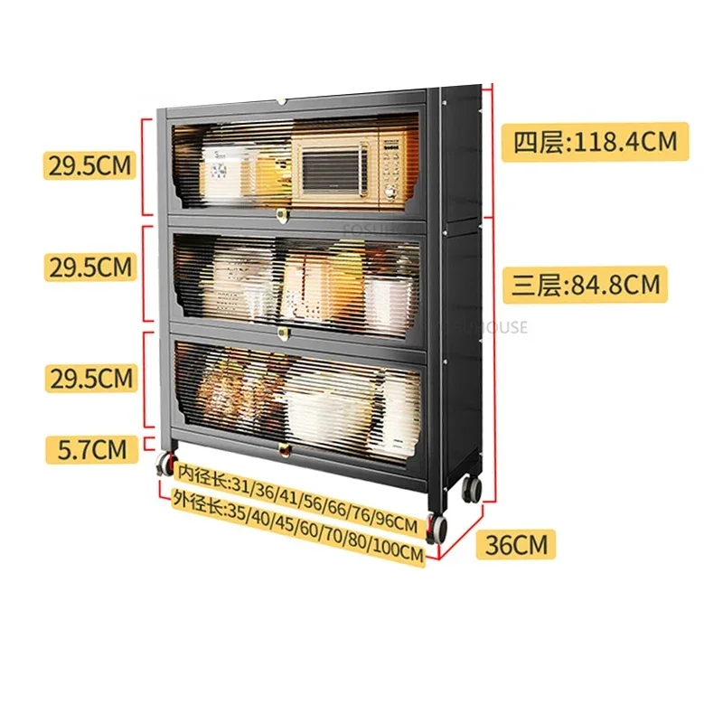 Nordic Metal Kitchen Cabinets For Home Furniture Small Cabinet Multilayer Household Simple Creative Light Luxury Kitchen Cabinet 6