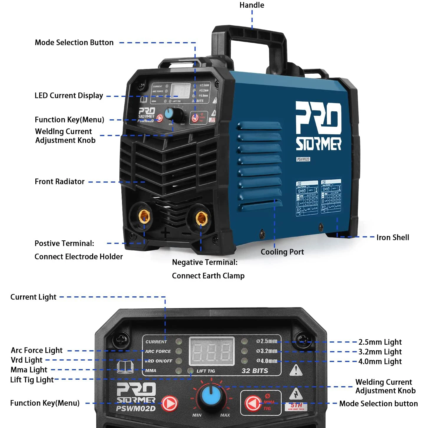 110V/220V ARC Stick Welder 160Amp MMA Welder IGBT Inverter Digital Display Hot Start Portable Welding Machine PROSTORMER 2
