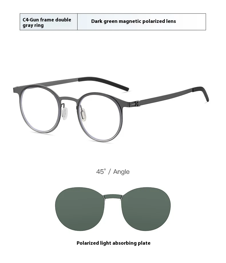 COHK Mode Runde Polarisierte Sonnenbrille Frauen Anti Blau Licht Magnetische Clip Gläser Rahmen Damen Optische Computer Brillen – Detail 15