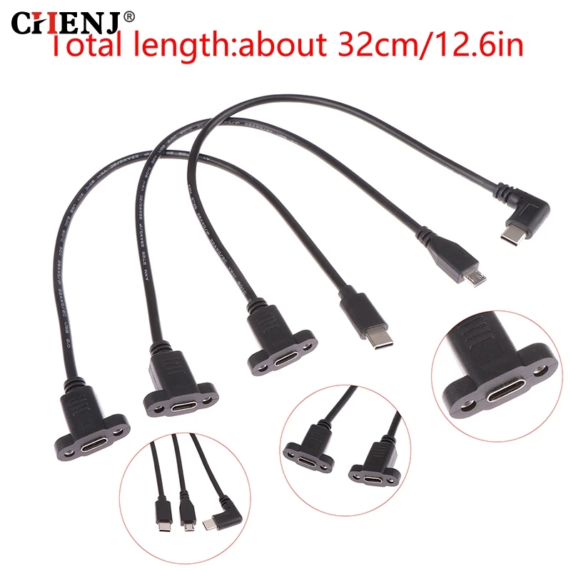USB 3.1 Type C Micro Usb2.0 With Panel Mount Screw Extension Cable Cord ...
