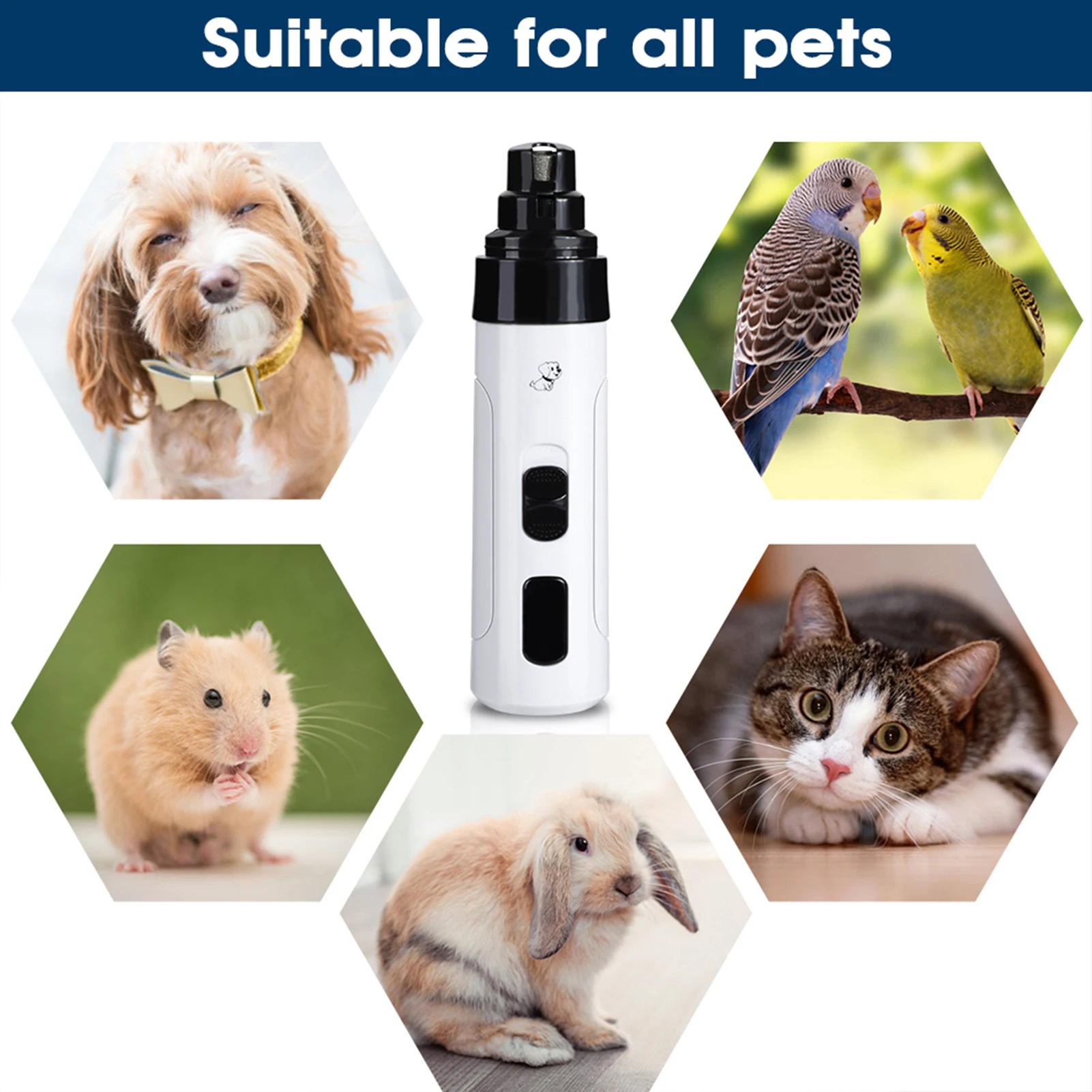 Pet Nail Grinder Quiet Electric Nail Clipper USB Rechargeable for Small Medium Dogs Cats