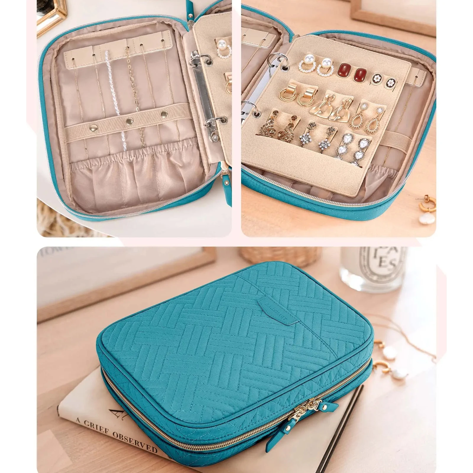 Sac à Bijoux De Voyage – Organisateur Pliable, Pour Colliers, Boucles D'oreilles, Bagues - 2