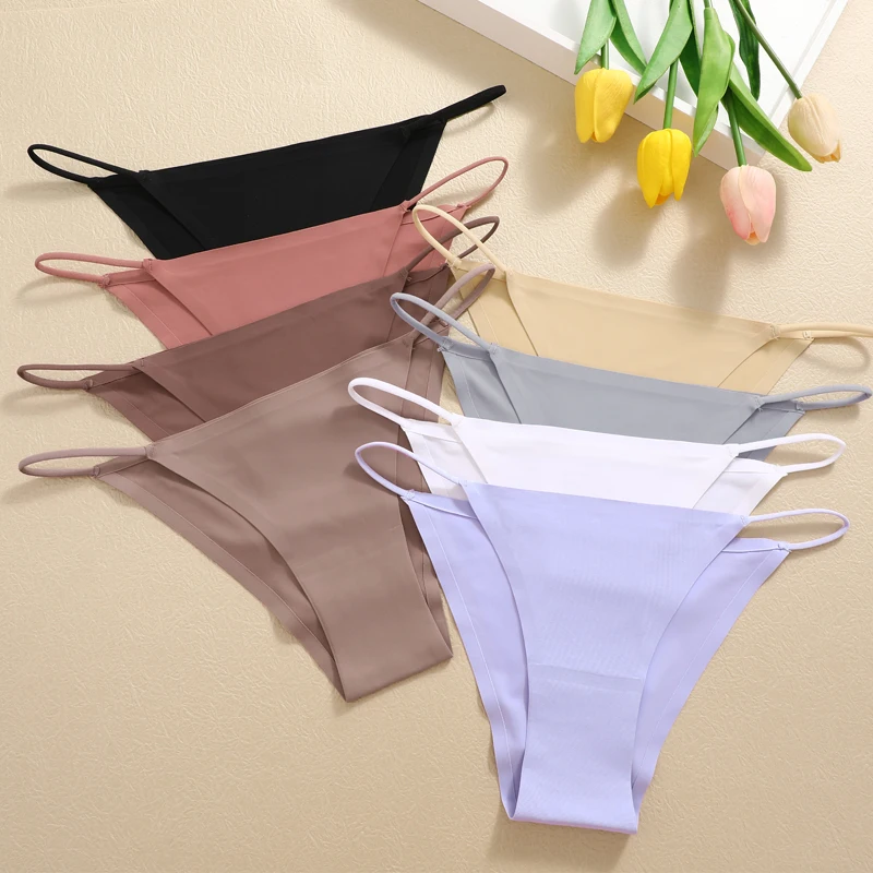 Women Panties Women Seamless Panties Sexy Low Rise Briefs for Female Mluti Colors Breathable Lingerie Ice Silk No Trace Underwear Soft S-XL