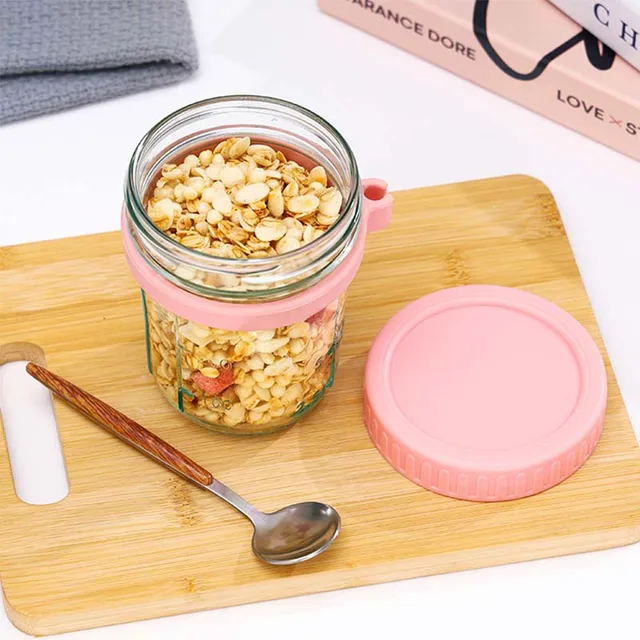 Portable Mason Glass Cup – Overnight Oats & Salad Jar 5