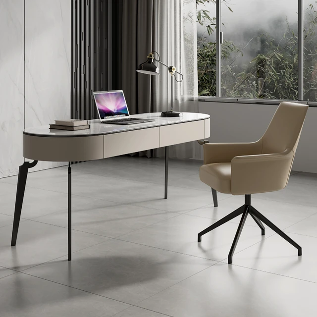 Italian Light Luxury Rock Plate Desk Modern Simple Office Desk Computer Desk  One Small Household Desk - Office Desks - AliExpress