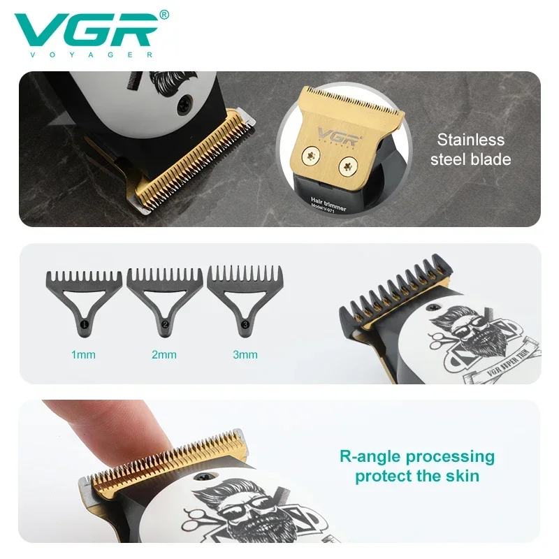 VGR Beard Trimmer Barber Clipper Cordless Professional Rechargeable Hair Trimmer for Men Fireplaces and Stoves Accesories V-971 2