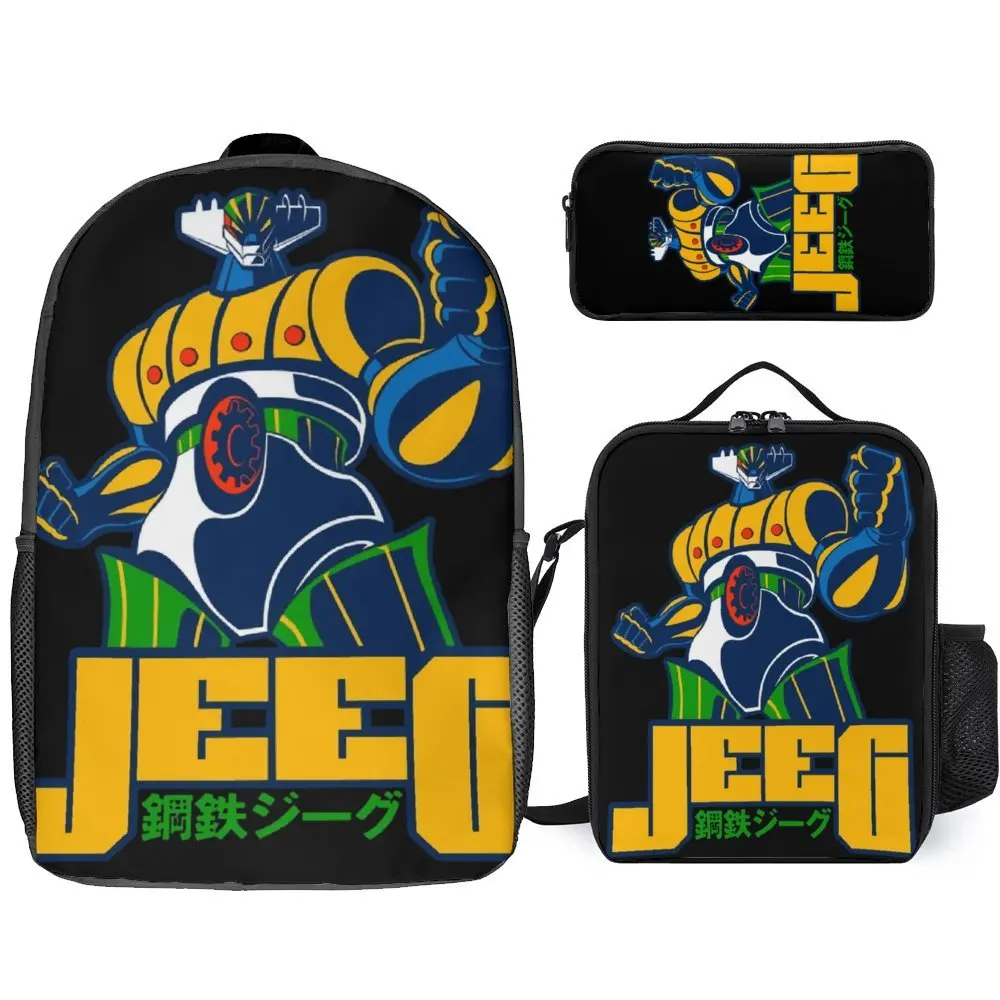 3 In 1 Set 17 Pollici Zaino Lunch Bag Pen Bag Mechas 02 Mazinger Z Steel Jeeg Robot Kotetsu Dark Great 2 Firm Graphic Cool Comfo