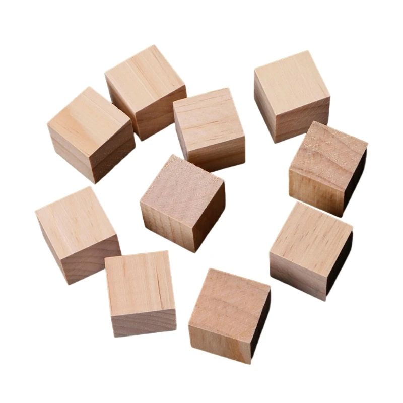 

10/25/25mm Wooden Square Blocks Mini Cubes Embellishment for Woodwork Craft DIY