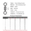 50/200pcs Power Saltwater Fishing Swivels All 304 Stainless Steel Strong Rolling Swivels 1/0#-14# Lure Hook Fishing Connector 3