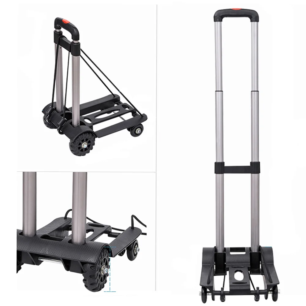 

50kg Foldable Trolley 4 Wheel Trolley Folding Truck Barrow Cart Travel Luggage Shopping Cart Portable Home Use Car