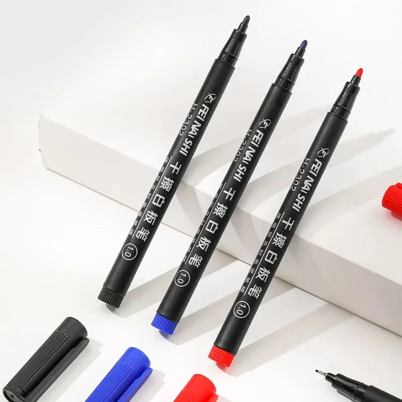 6 Pcs Erasable Whiteboard Pen 0.5/1.0mm Fine Point Black/Blue/Red Ink Blackboard Marker School Office Art Writing Stationery - 6