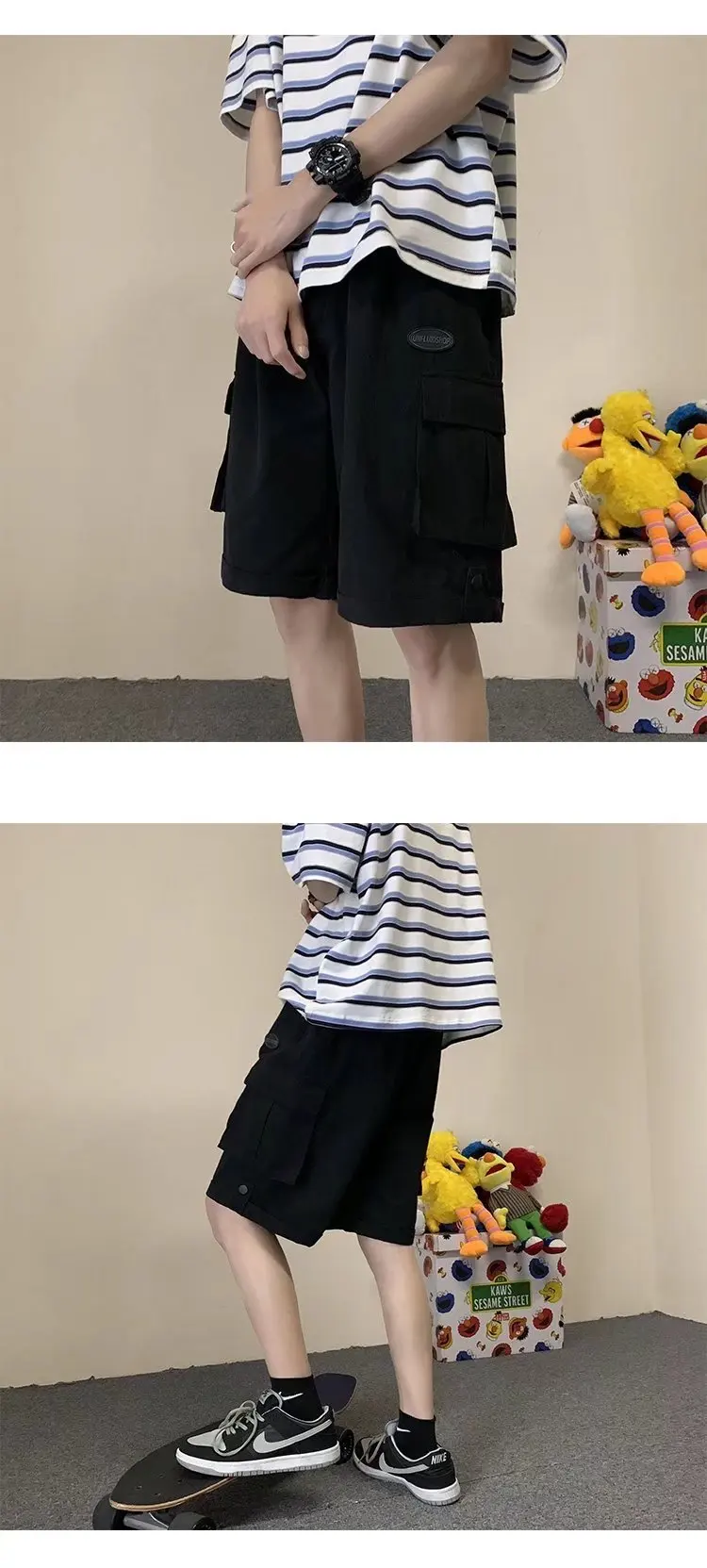 Harajuku Loose Casual Hip Hop Streetwear Multi Pocket Summer Cargo Shorts Men 21 S3f4673f6e39c48a3bb809b5bb71ab084a