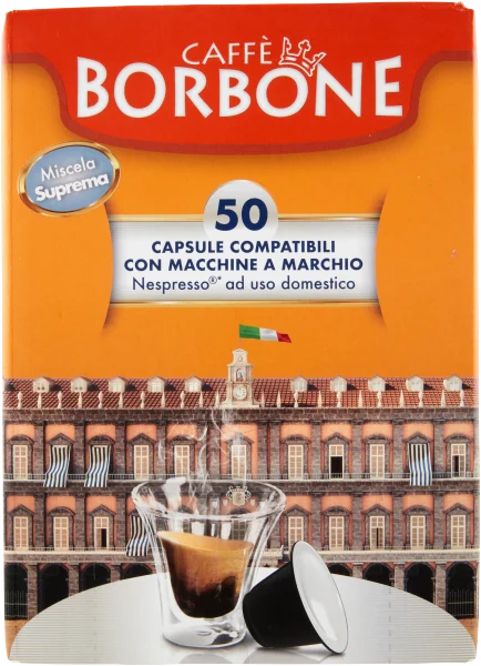 Kaffee in Kapseln 50 Stück Miscela Suprema Nespresso Caps – Caffe Borbone