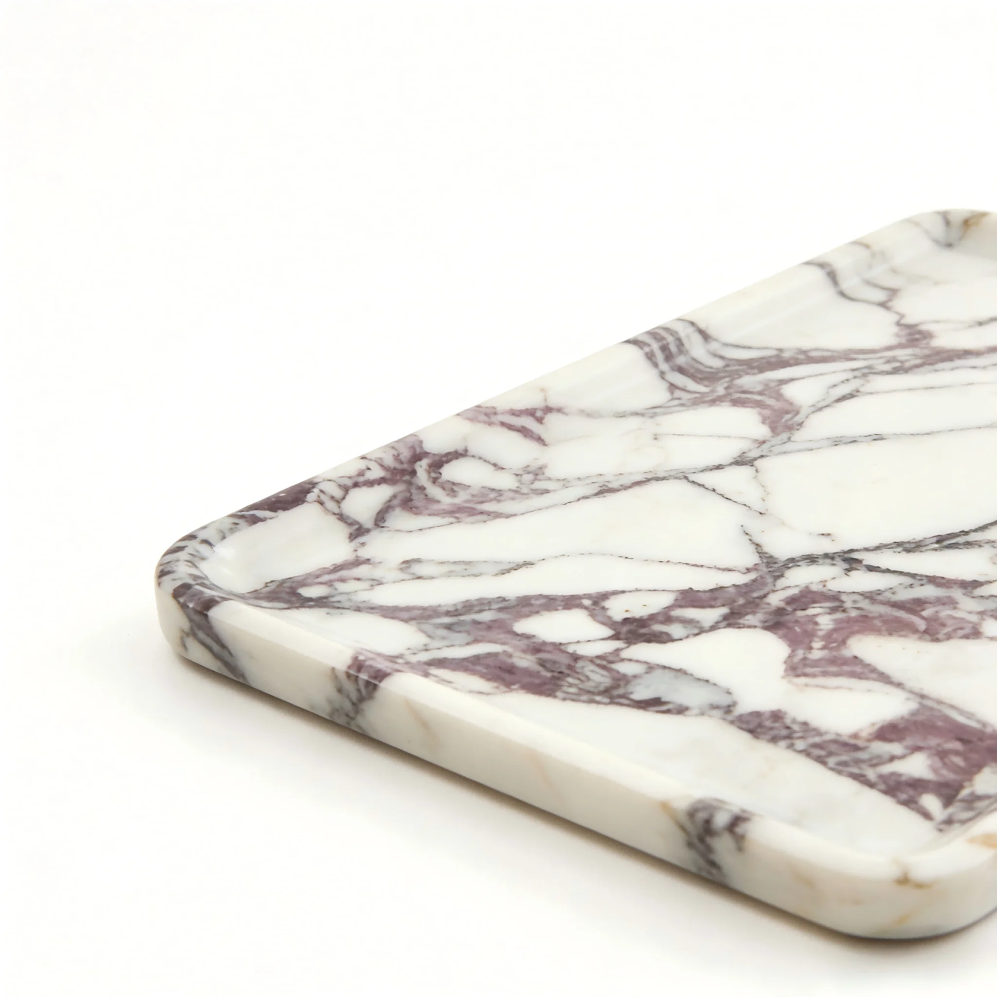 صينية مستطيلة من رخام كالاكاتا البنفسجي، صينية زخر...