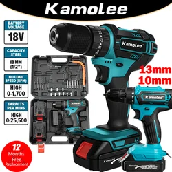 Kamolee 10mm/13mm Brushed Cordless Electric Impact Drill Electric Screwdriver Home DIY Power Tools For Makita 18V Battery
