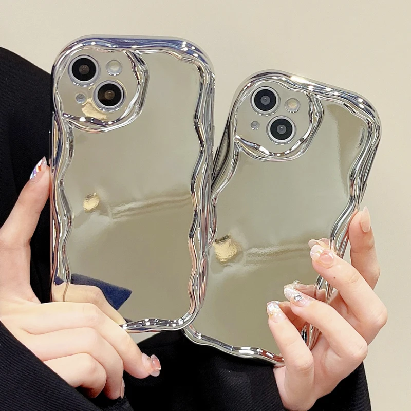 Eletrosiering espelho caso de telefone para iphone 14pro 13 12 11 15pro x xr xs max 7 8 proteção lente tpu macio capa_voghion.com