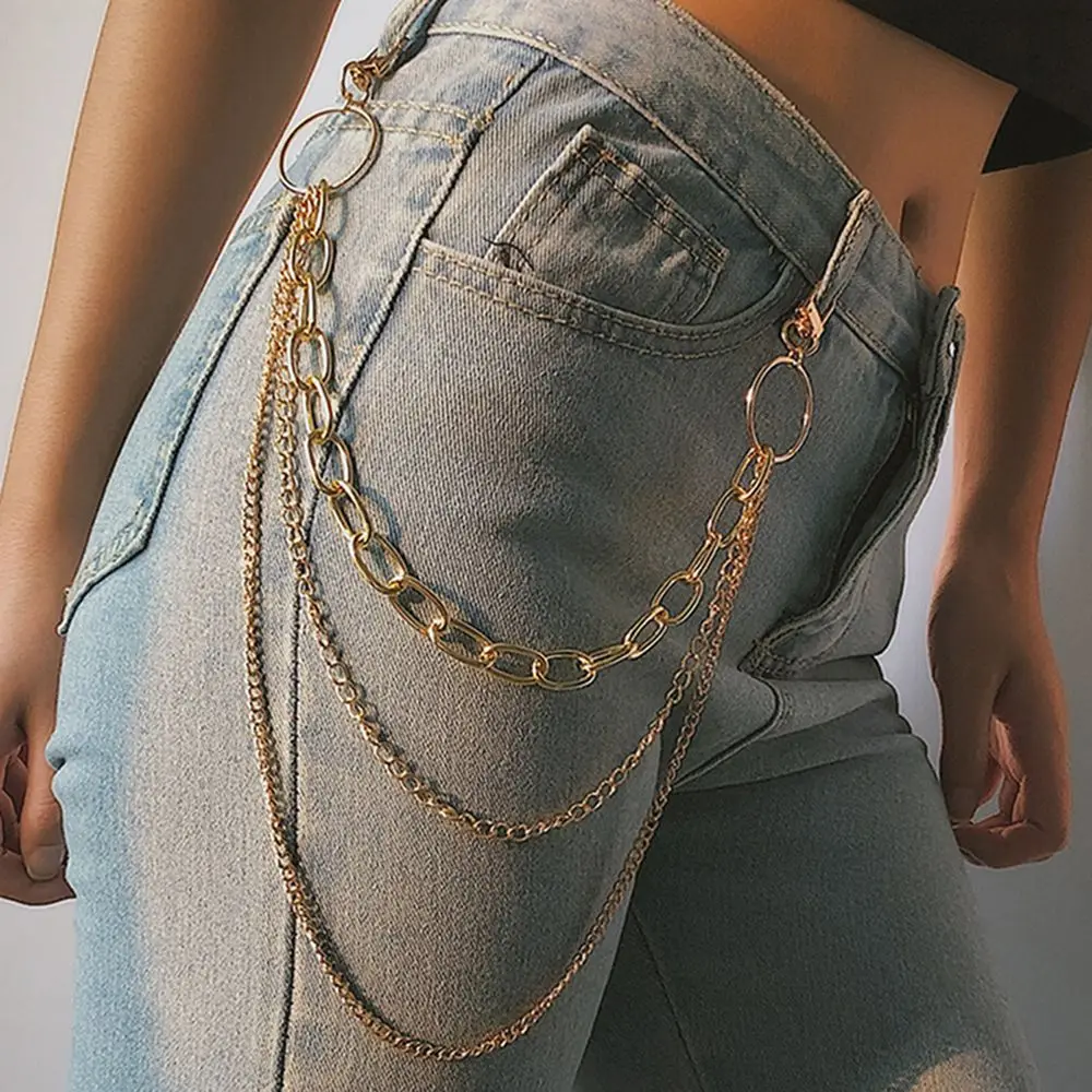 1pc Fashionable European & American Men And Women Double Layered Metal  Feather Pants Chain Waist Chain Trendy Street Style With Skinny Jeans |  SHEIN USA