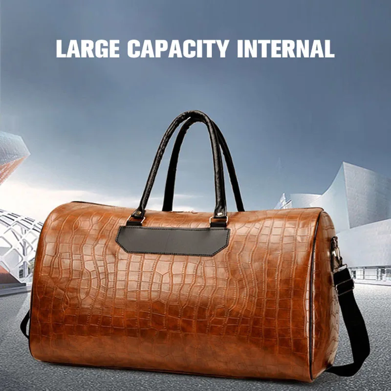 

Portable Waterproof Travel Bag Vintage PU Leather Men's Large Capacity Fitness Bag Handbag Single Shoulder Crossbody Bags XA22B