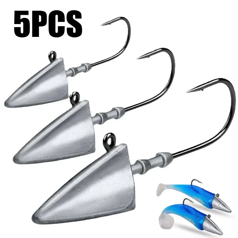 5pcs Triangle Jig Head Fishing Hooks 7g 10g 15g 21g 28g 35g with Sharp Hook Fishihooks Fishing Equipment Gear Tackle Accessories