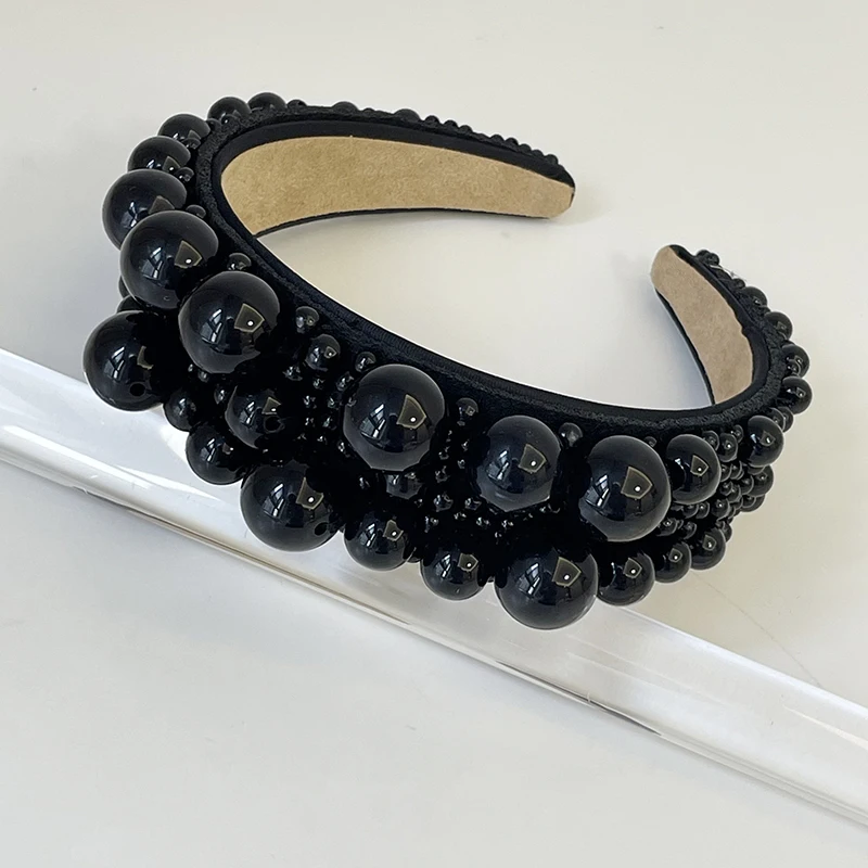 Cerchietto fascia per capelli archetto nero bianco strass hippie