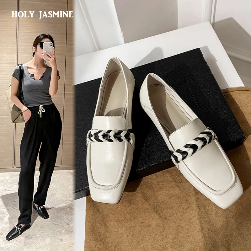 

2022 Spring/Autumn Women Shoes Split Leather Women Loafers Round Toe Low Heel Shoes for Women Casual Comfort Leather Shoes Women