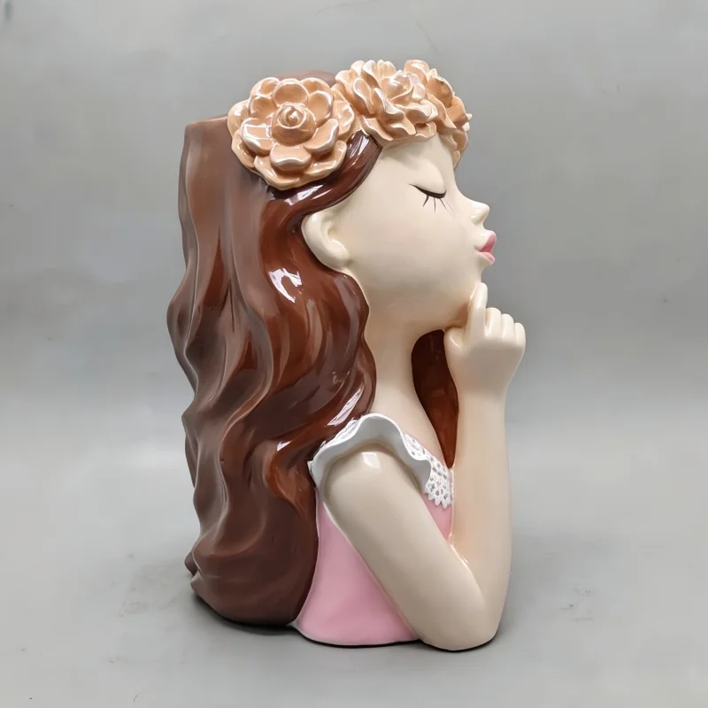 대형 요정 소녀 화분 실리콘 몰드, 선인장 및 다육식물용 콘크리트 화분, DIY 홈 데코 공예 도구