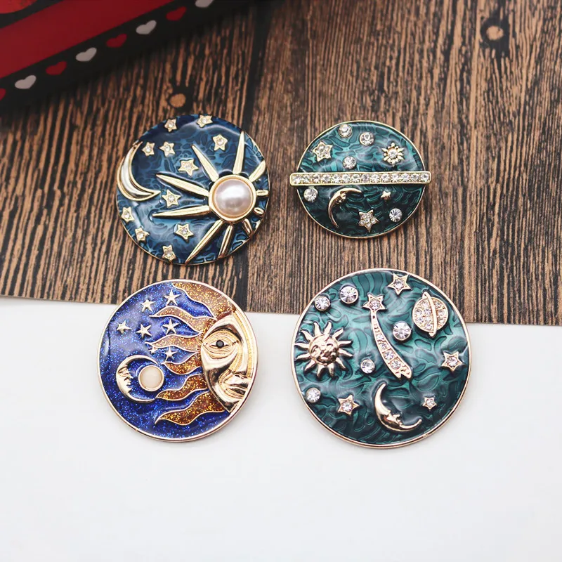 Crystal Crescent Moon & Star Brooch Pin | Sparkly Celestial Lapel Pin For Jackets & Blouses