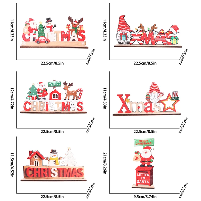 Christmas Table Decoration Wooden Christmas Table Centerpieces Xmas Snowman Santa Claus Gnome Sign For Holiday Party Supplies