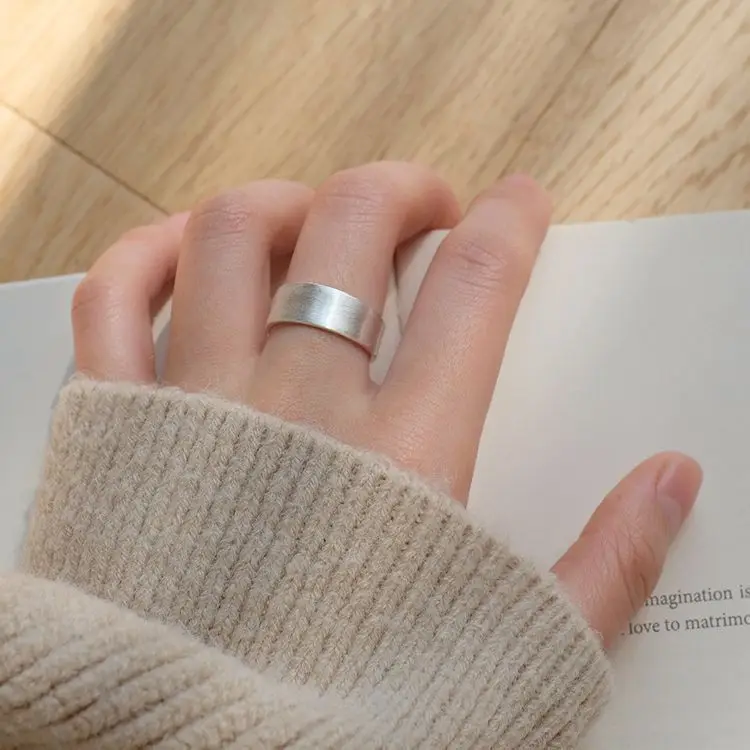 

Trendy Minimalism Silver Wide Smooth Rings for Women Men Couple Wedding Engagement Silver Women's Vintage Ring Fine Jewelry