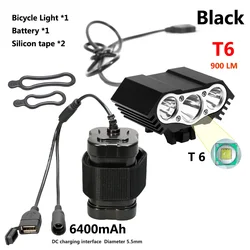 High - Intensity LED Bicycle Front Light with USB Rechargeable Battery and Waterproof Design (NEW Black T6)