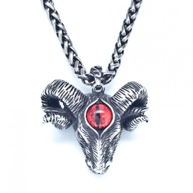 Vintage Viking Evil Eye Metal Goat Pendant Necklace Men Gothic Style Rock Biker Jewelry | Украшения и аксессуары
