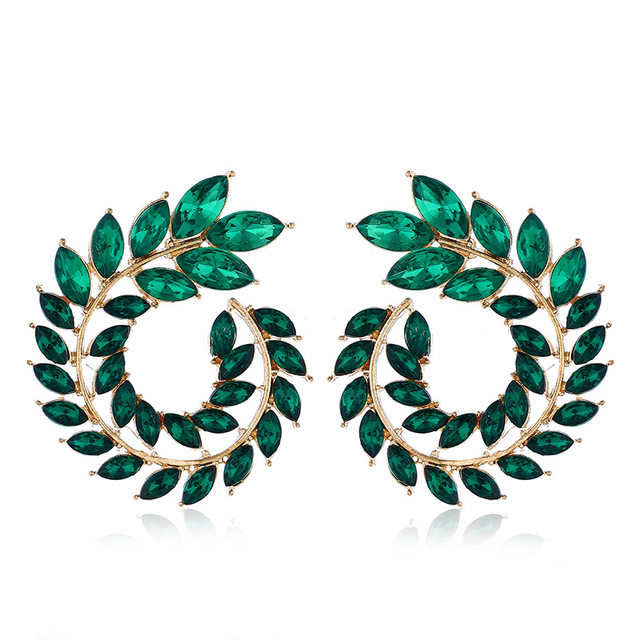 Leaf Zircon Rhinestone Earrings