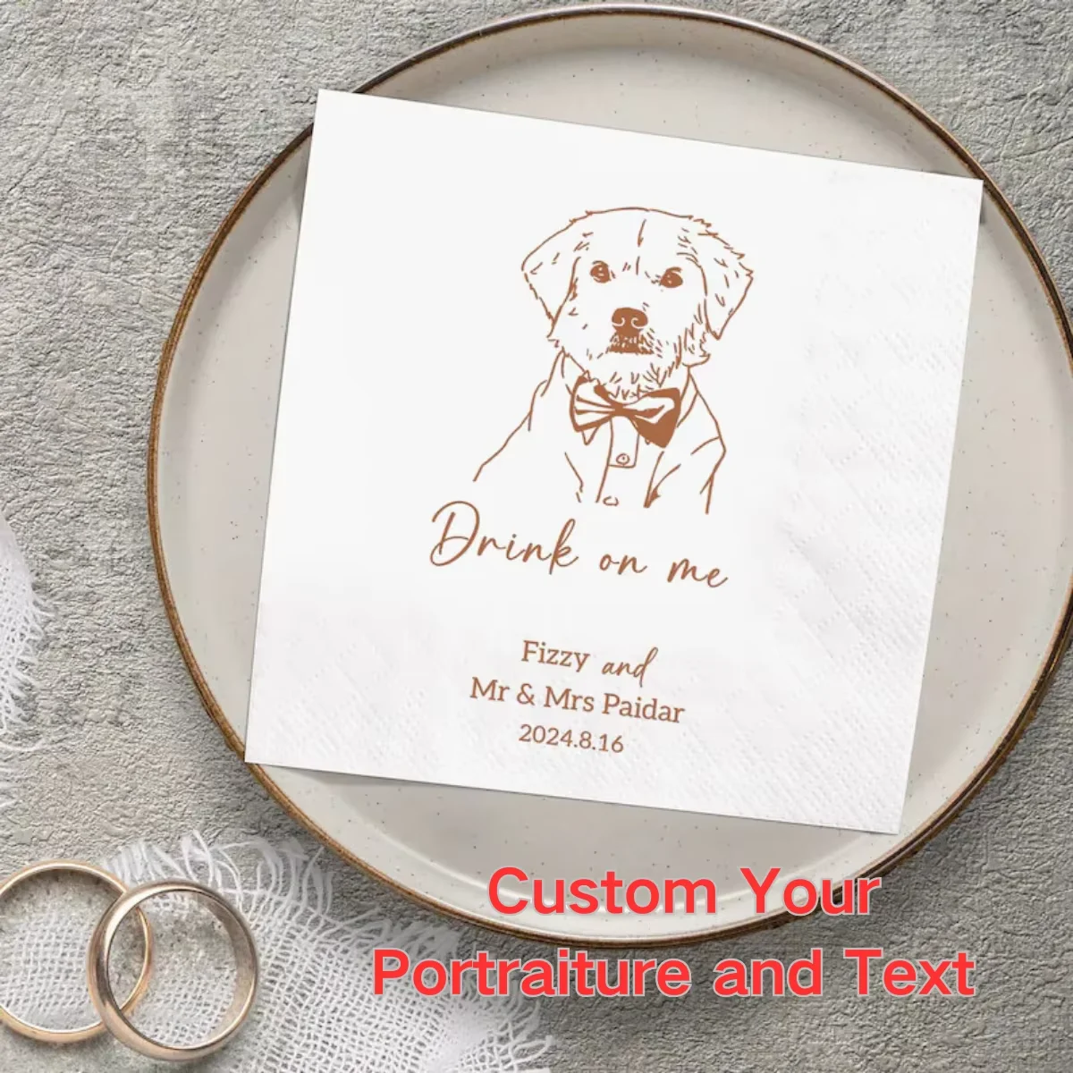 Paper Napkins Custom 50-500pcs for Wedding Cocktail Hen Party Baby Shower