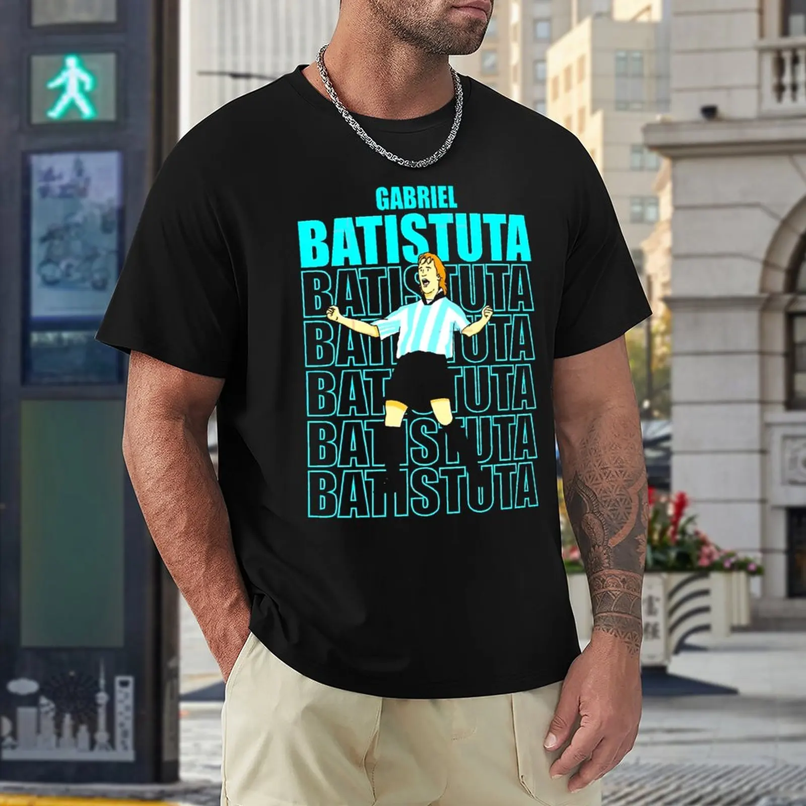 

Title Argentina 2 Batistutas Football Team Move Cute Tshirt top Quality Leisure USA Size