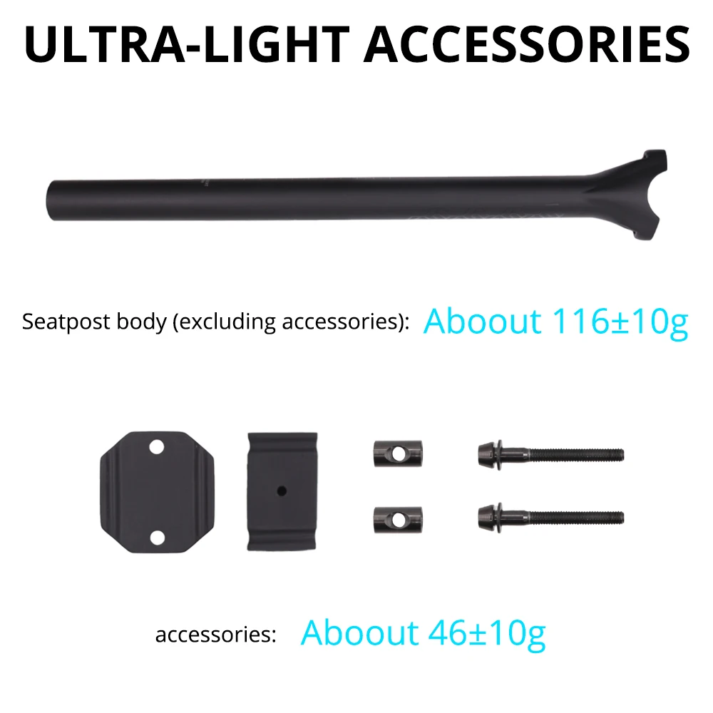 ULLICYC Ultraleichte 160g Fahrrad-Carbon-Sattelstütze, MTB/Rennrad-Sitzrohr, 27,2/30,9/31,6mm, Carbon-Klemm-Sattelstützenteile – Detail 5