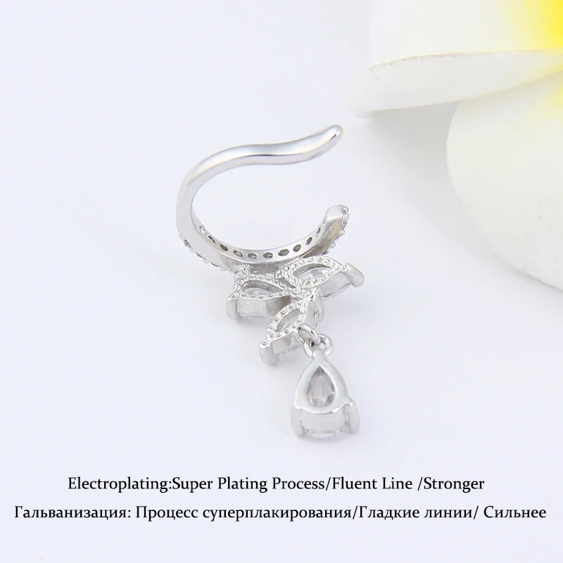 Fashion Drop Water Clip Earrings Jewelry Zirconia Crystal Jackets Jewelry Cuff Earrings Women Boucle D'oreille Aros AE230 ear clip earrings clip earrings ear clip ear accessories