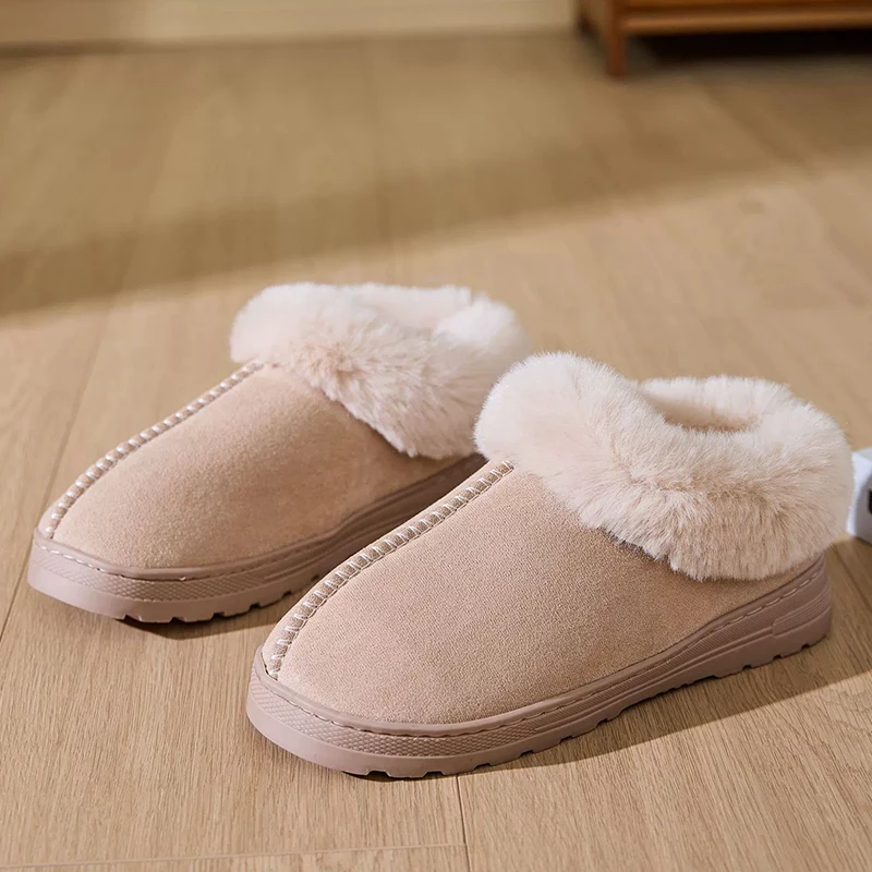 Cozy Fluffy Women's Short Snow Boots Light Thick Sole Cotton Living Room Shoes Women High Quality Non Slip Plush Slippers Woman