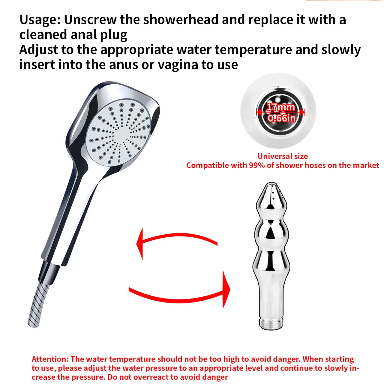 LEZEE Metal Anal Irrigator Shower Lavement Anus Expander Tube Vaginal Insert Cleansing Buttplug Sex Toys For Women Men Douche