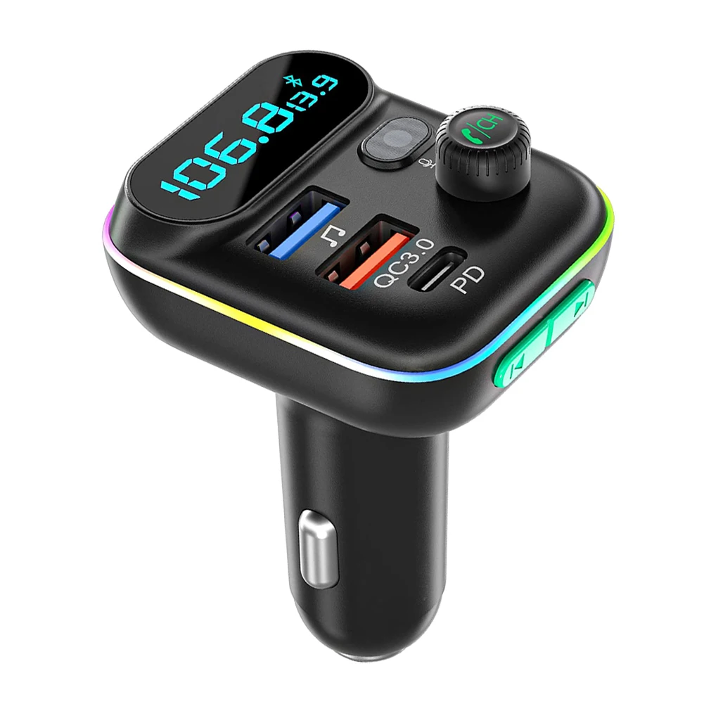 Auto Bluetooth-kompatibel 5,0 FM Transmitter QC 3,0 PD20W Dual USB Schnelle  Ladegerät Auto MP3 Player Große Mikrofon Auto elektronik - AliExpress