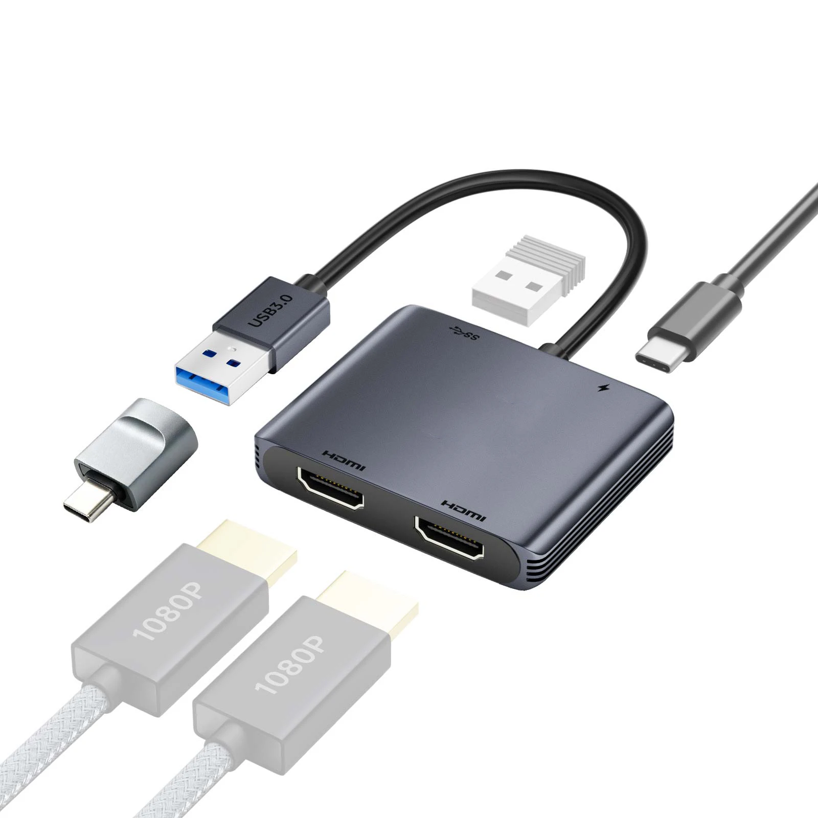 USB to Dual HDMI 1080P Adapter - High-Performance Display Expansion