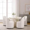 Dining Chair Set of 4 with 360° Rotation, Modern Upholstered Barrel Accent Chairs, Boucle Swivel Dining Chair 1