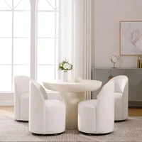 Dining Chair Set of 4 with 360° Rotation, Modern Upholstered Barrel Accent Chairs, Boucle Swivel Dining Chair 1