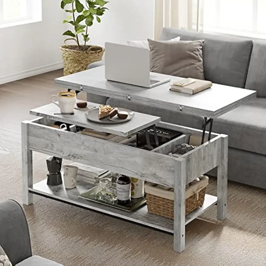 Lift Top Coffee Table, 4-in-1 Multi-Function Convertible Coffee Table with Storage, Coffee Table Converts to Dining Table
