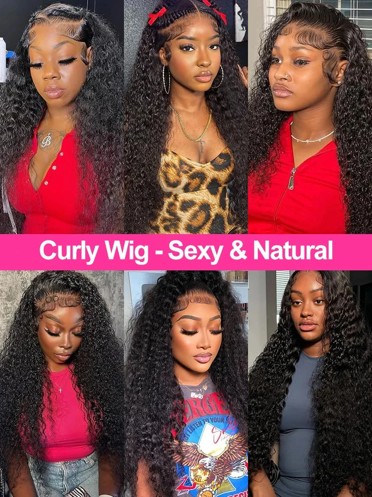 Water Wave Glueless Wig Human Hair Curly 40 42 Inch 13x6 13x4 HD Frontal Wig 250% Deep Wave Wear Go 5x5 HD Lace Closure