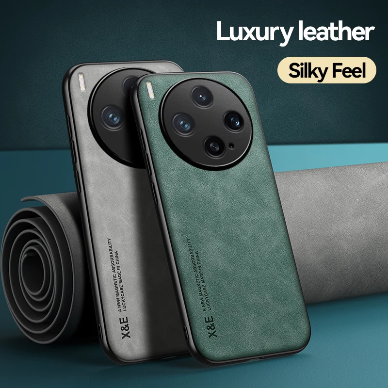Leather Phone Case with Metal Plate Support and Car Holder Compatibility