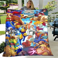 Street Fighter Retro Game Gamer Soft Plush Blanket,Flannel Blanket Throw Blanket for Living Room Bedroom Bed Sofa Picnic Cover